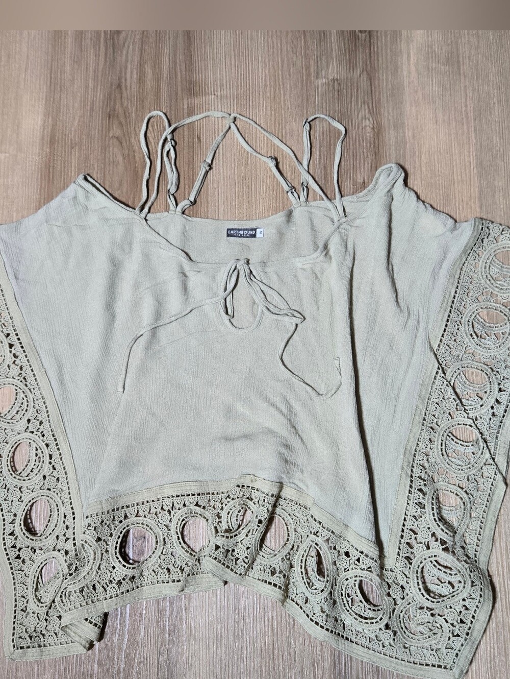 EARTHBOUND Light Sage Crochet-Trim Camisole